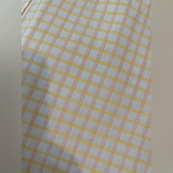 LOFT Tan and Orange Casual Button Up Shirt 100 % Textured. Cotton Plaid XL NWT - Picture 6 of 11